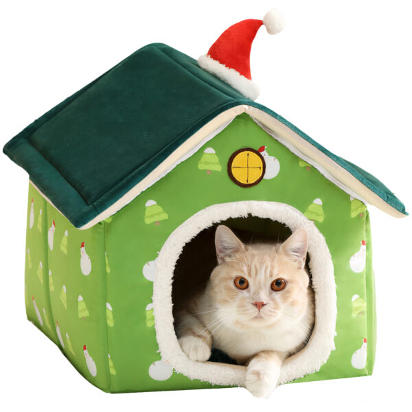 Nhà ổ cho chó mèo PAW Green Christmas Tent Covered Pet Bed